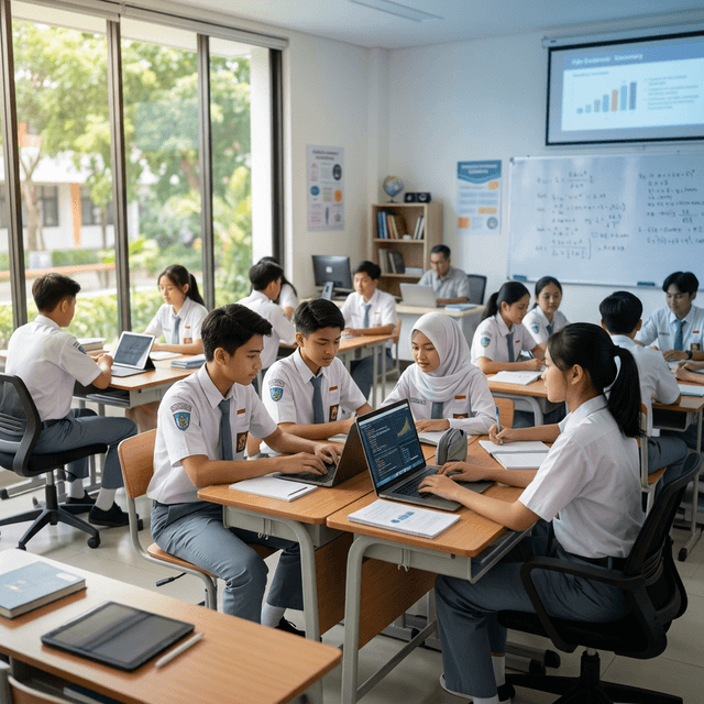Siswa sedang belajar di kelas